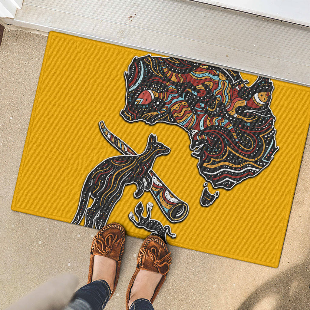Didgeridoo Kangaroo Australia Rubber Doormat Aboriginal Dot Art Indigenous Wildlife