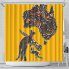 Didgeridoo Kangaroo Australia Shower Curtain Aboriginal Dot Art Indigenous Wildlife