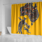 Didgeridoo Kangaroo Australia Shower Curtain Aboriginal Dot Art Indigenous Wildlife