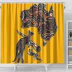 Didgeridoo Kangaroo Australia Shower Curtain Aboriginal Dot Art Indigenous Wildlife