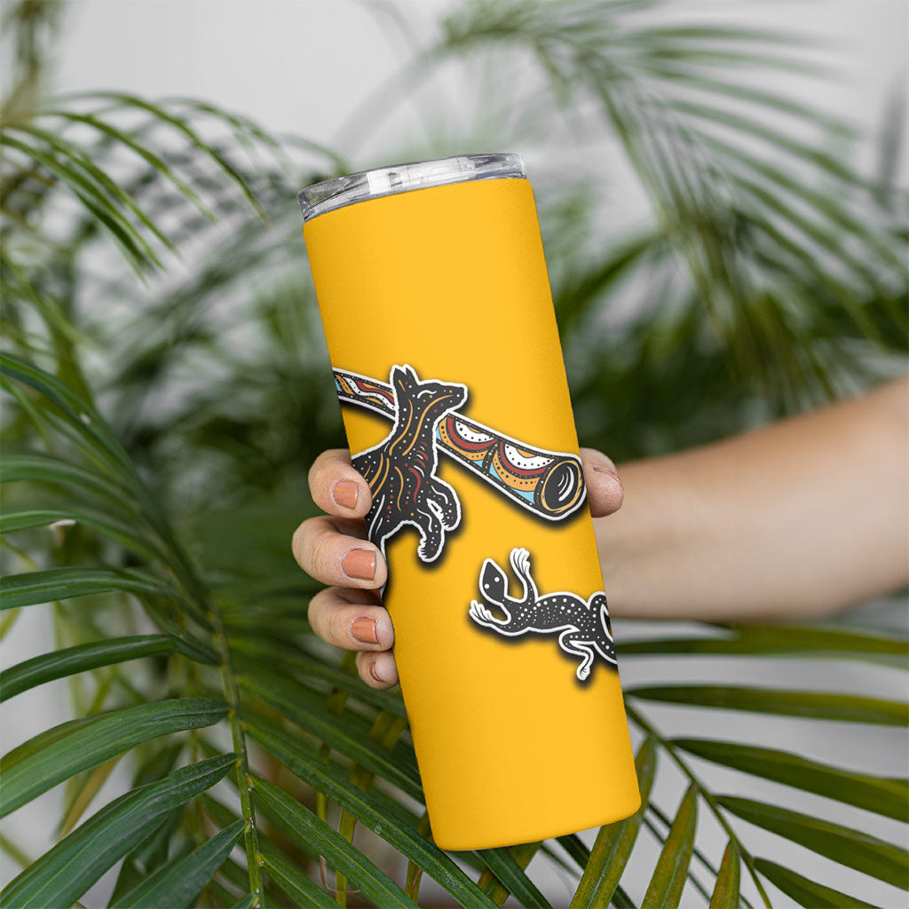 Didgeridoo Kangaroo Australia Skinny Tumbler Aboriginal Dot Art Indigenous Wildlife