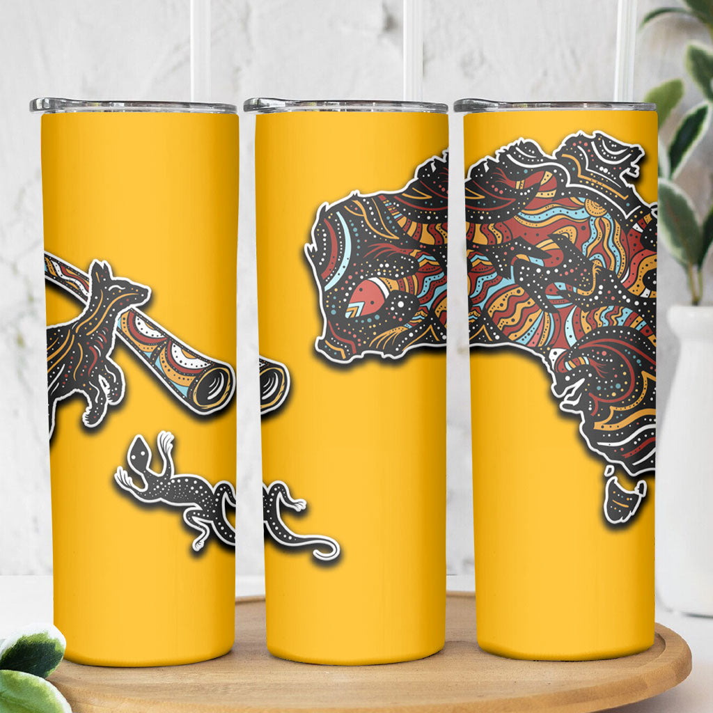 Didgeridoo Kangaroo Australia Skinny Tumbler Aboriginal Dot Art Indigenous Wildlife