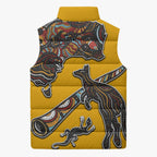 Didgeridoo Kangaroo Australia Sleeveless Puffer Jacket Aboriginal Dot Art Indigenous Wildlife