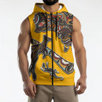Didgeridoo Kangaroo Australia Sleeveless Zip Hoodie Aboriginal Dot Art Indigenous Wildlife