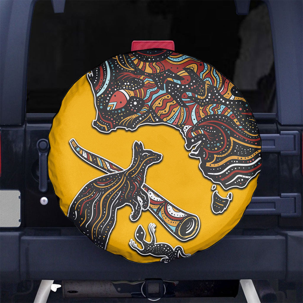 Didgeridoo Kangaroo Australia Spare Tire Cover Aboriginal Dot Art Indigenous Wildlife