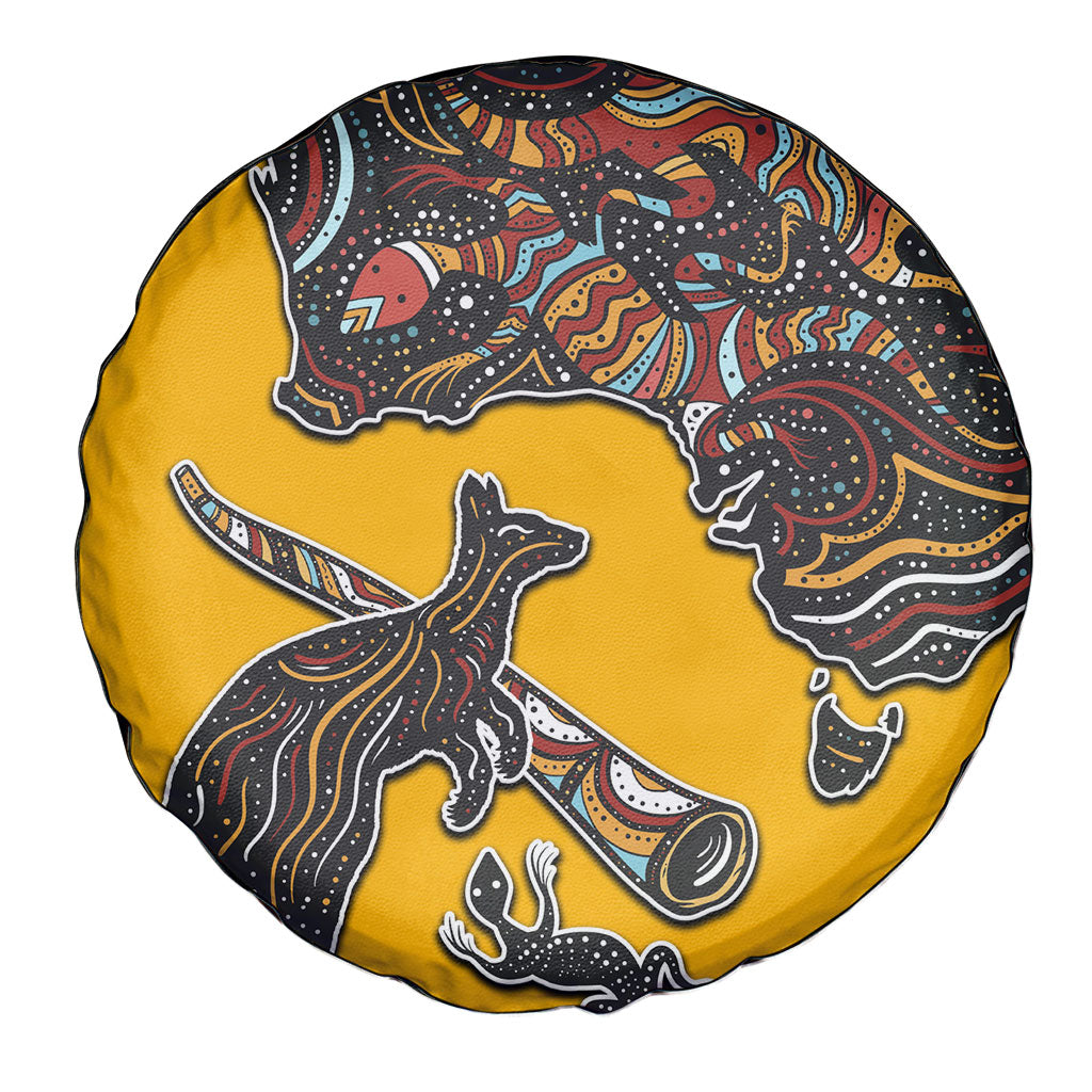 Didgeridoo Kangaroo Australia Spare Tire Cover Aboriginal Dot Art Indigenous Wildlife