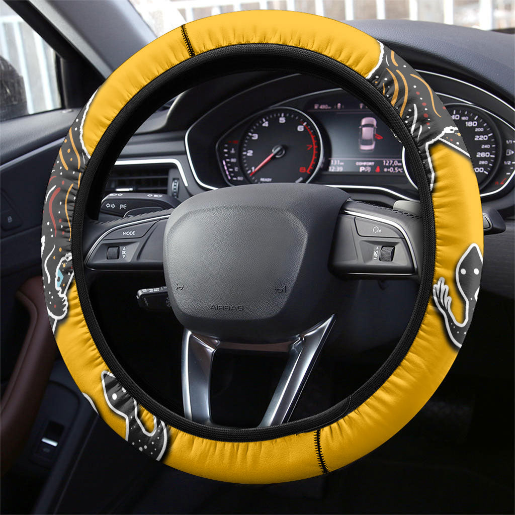 Didgeridoo Kangaroo Australia Steering Wheel Cover Aboriginal Dot Art Indigenous Wildlife
