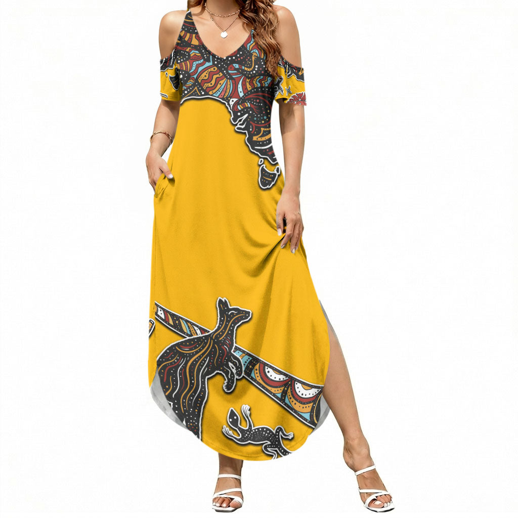 Didgeridoo Kangaroo Australia Summer Maxi Dress Aboriginal Dot Art Indigenous Wildlife