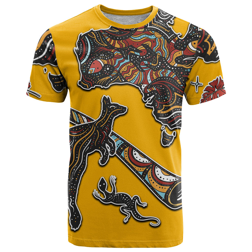 Didgeridoo Kangaroo Australia T Shirt Aboriginal Dot Art Indigenous Wildlife