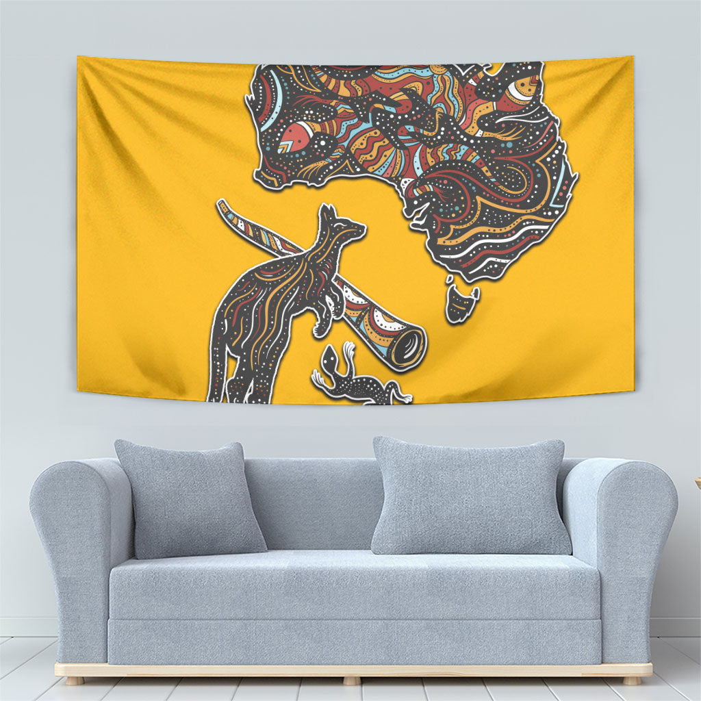 Didgeridoo Kangaroo Australia Tapestry Aboriginal Dot Art Indigenous Wildlife