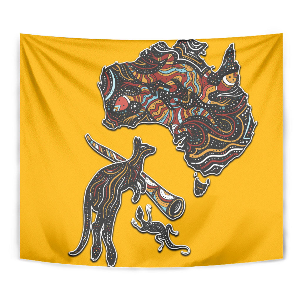 Didgeridoo Kangaroo Australia Tapestry Aboriginal Dot Art Indigenous Wildlife