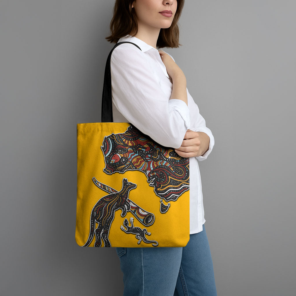 Didgeridoo Kangaroo Australia Tote Bag Aboriginal Dot Art Indigenous Wildlife