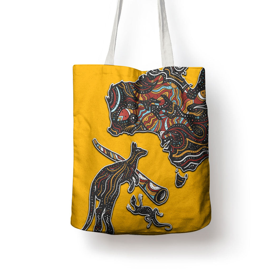Didgeridoo Kangaroo Australia Tote Bag Aboriginal Dot Art Indigenous Wildlife