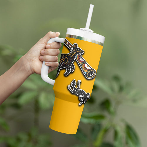 Didgeridoo Kangaroo Australia Tumbler With Handle Aboriginal Dot Art Indigenous Wildlife