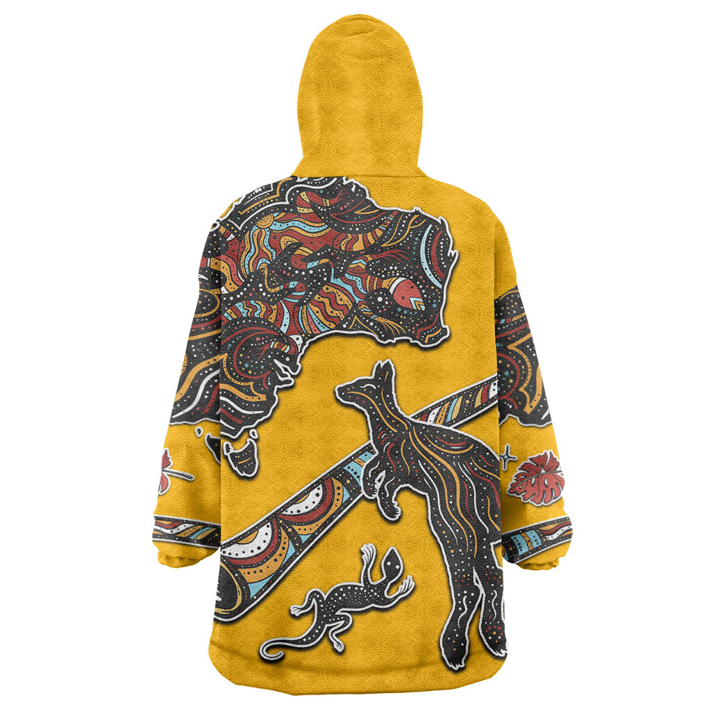Didgeridoo Kangaroo Australia Wearable Blanket Hoodie Aboriginal Dot Art Indigenous Wildlife