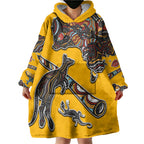 Didgeridoo Kangaroo Australia Wearable Blanket Hoodie Aboriginal Dot Art Indigenous Wildlife