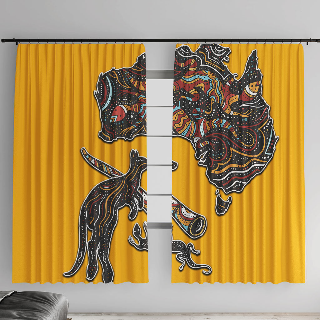 Didgeridoo Kangaroo Australia Window Curtain Aboriginal Dot Art Indigenous Wildlife