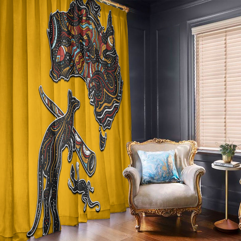 Didgeridoo Kangaroo Australia Window Curtain Aboriginal Dot Art Indigenous Wildlife