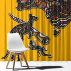 Didgeridoo Kangaroo Australia Window Curtain Aboriginal Dot Art Indigenous Wildlife