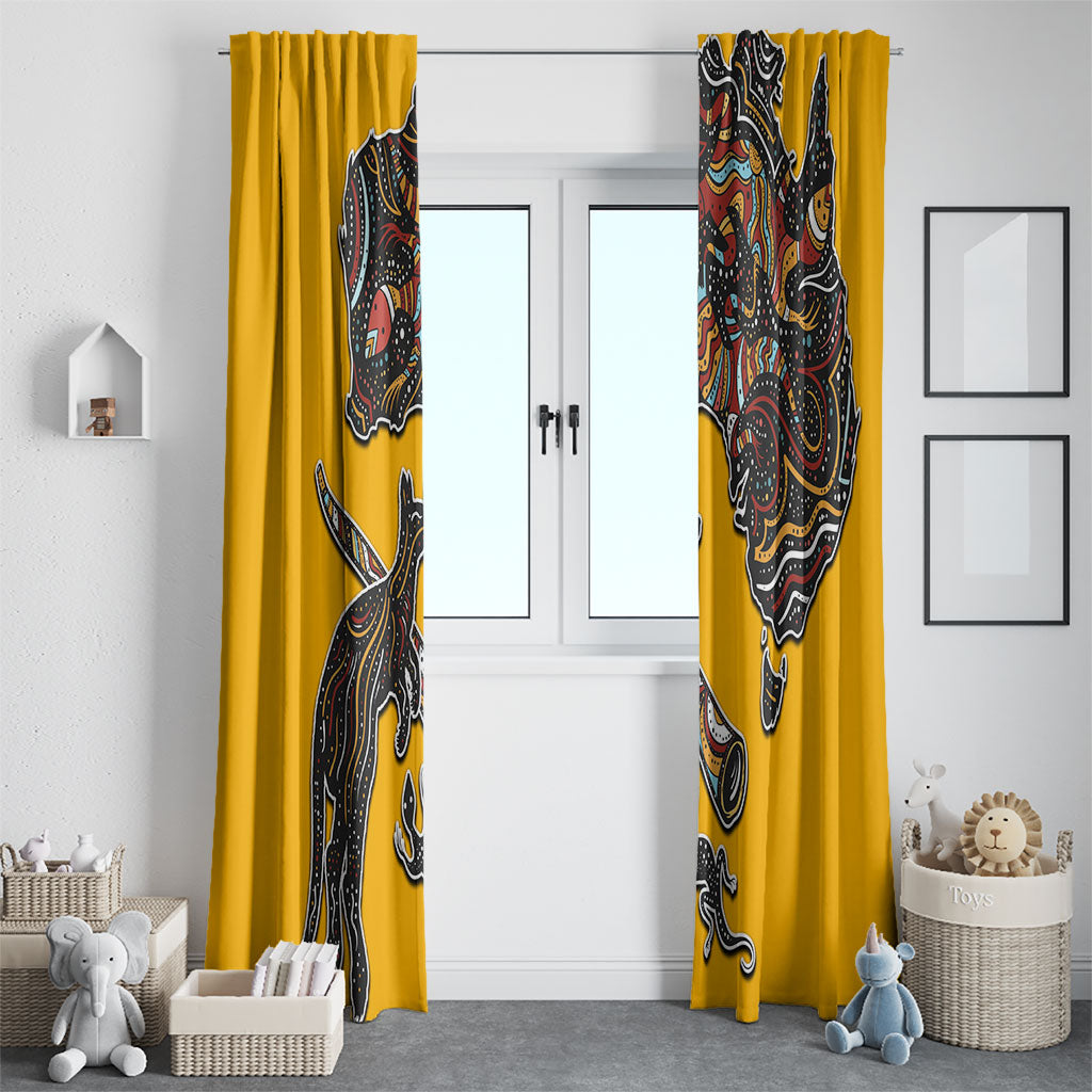 Didgeridoo Kangaroo Australia Window Curtain Aboriginal Dot Art Indigenous Wildlife