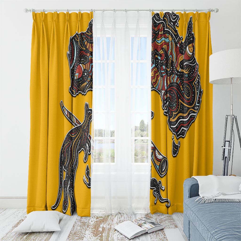 Didgeridoo Kangaroo Australia Window Curtain Aboriginal Dot Art Indigenous Wildlife