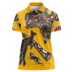 Didgeridoo Kangaroo Australia Women Polo Shirt Aboriginal Dot Art Indigenous Wildlife