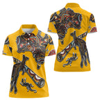 Didgeridoo Kangaroo Australia Women Polo Shirt Aboriginal Dot Art Indigenous Wildlife