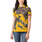 Didgeridoo Kangaroo Australia Women Polo Shirt Aboriginal Dot Art Indigenous Wildlife