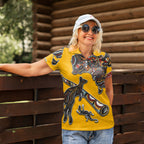 Didgeridoo Kangaroo Australia Women Polo Shirt Aboriginal Dot Art Indigenous Wildlife