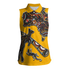 Didgeridoo Kangaroo Australia Women Sleeveless Polo Shirt Aboriginal Dot Art Indigenous Wildlife