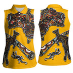 Didgeridoo Kangaroo Australia Women Sleeveless Polo Shirt Aboriginal Dot Art Indigenous Wildlife
