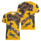 Didgeridoo Kangaroo Australia Women V-Neck T-Shirt Aboriginal Dot Art Indigenous Wildlife