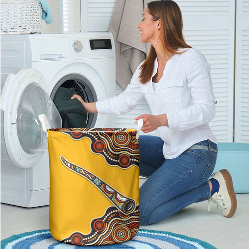 Didgeridoo Laundry Basket Aboriginal Dot Painting Indigenous Traditional Instrument