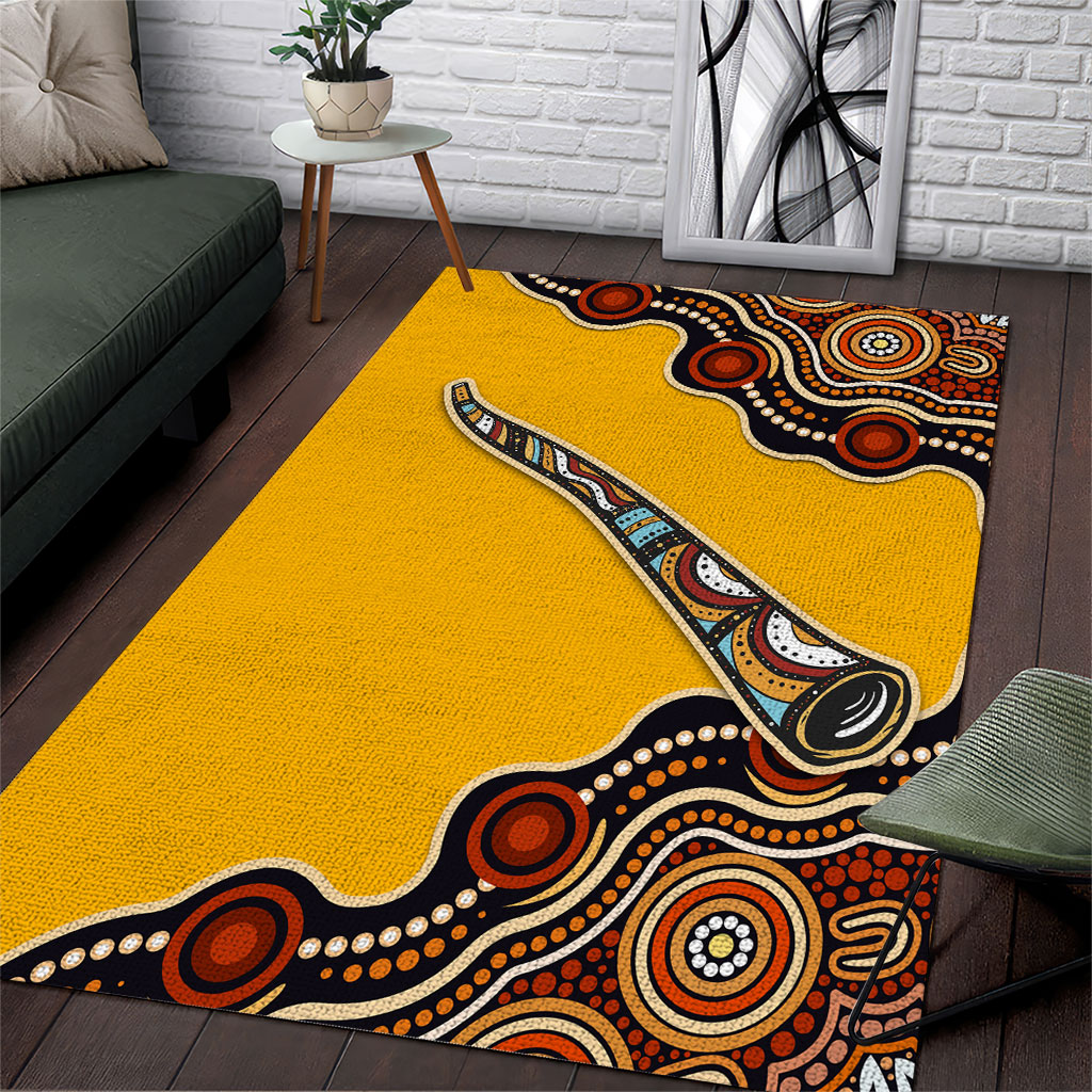 Didgeridoo Area Rug Aboriginal Dot Painting Indigenous Traditional Instrument