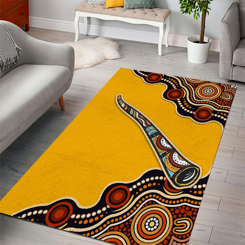 Didgeridoo Area Rug Aboriginal Dot Painting Indigenous Traditional Instrument