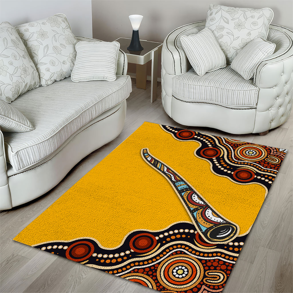 Didgeridoo Area Rug Aboriginal Dot Painting Indigenous Traditional Instrument