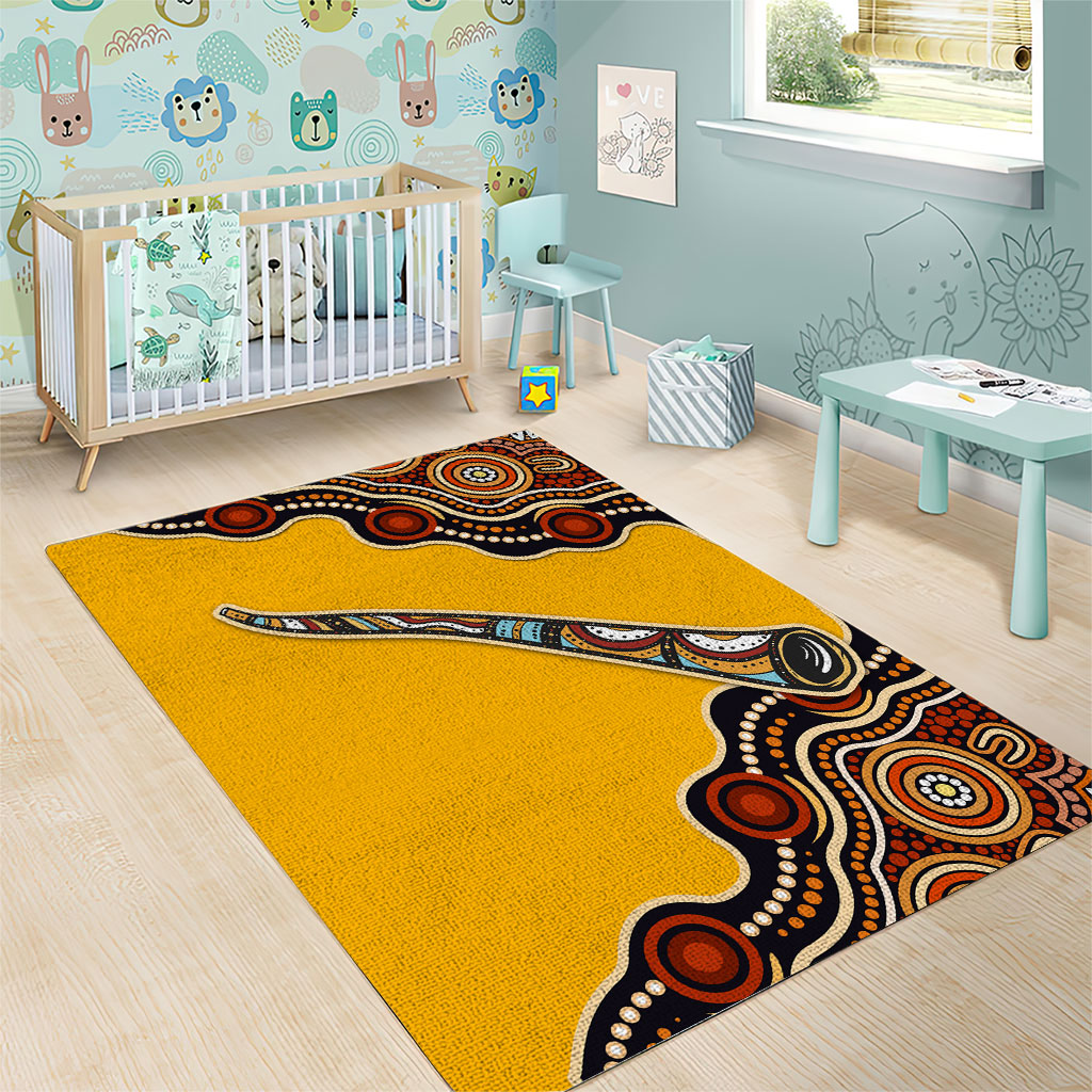 Didgeridoo Area Rug Aboriginal Dot Painting Indigenous Traditional Instrument