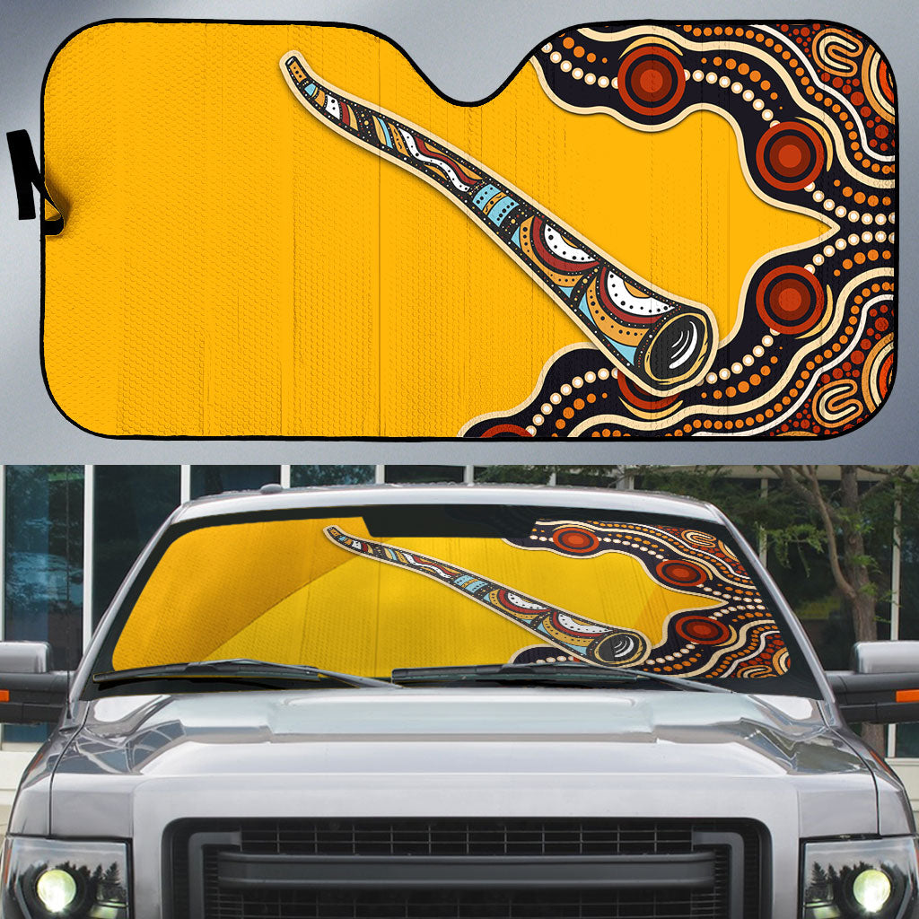 Didgeridoo Auto Sun Shade Aboriginal Dot Painting Indigenous Traditional Instrument
