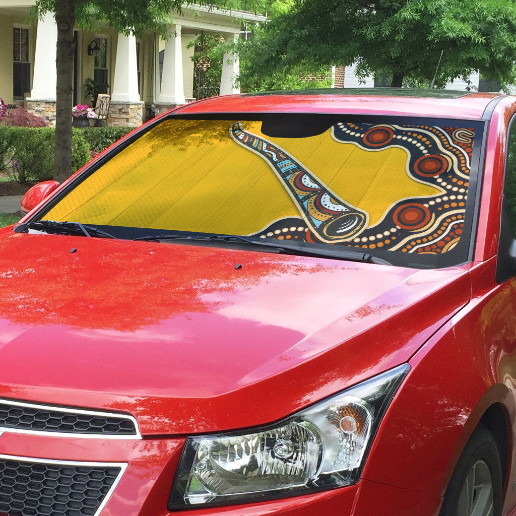 Didgeridoo Auto Sun Shade Aboriginal Dot Painting Indigenous Traditional Instrument