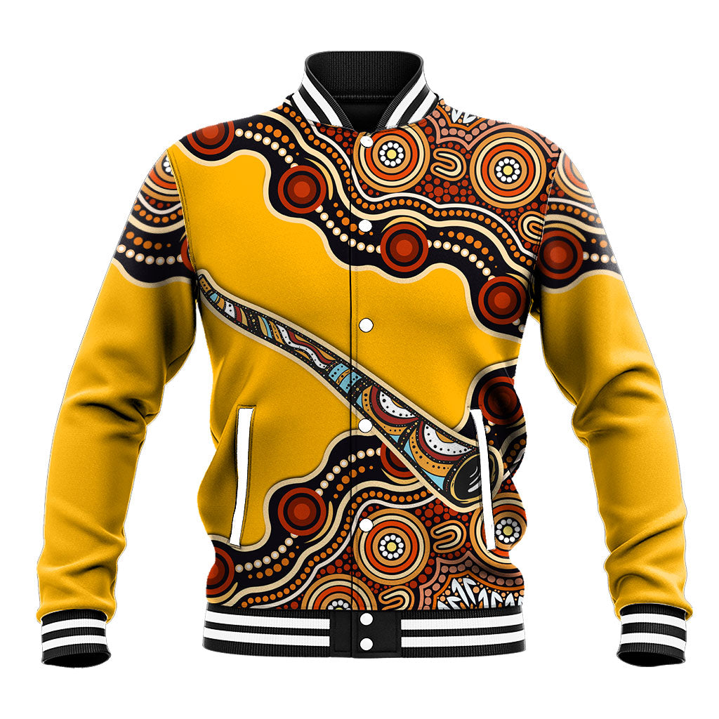 Didgeridoo Baseball Jacket Aboriginal Dot Painting Indigenous Traditional Instrument