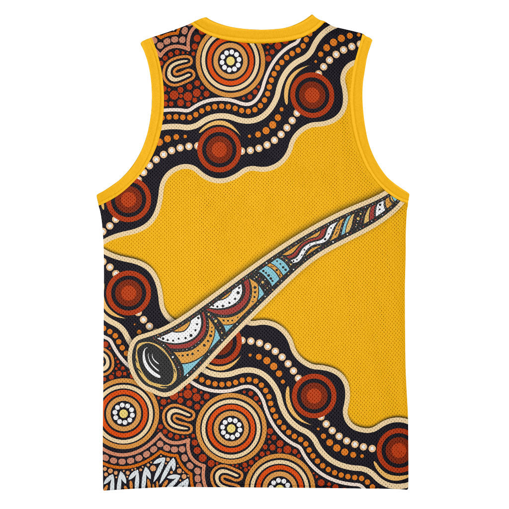 Didgeridoo Basketball Jersey Aboriginal Dot Painting Indigenous Traditional Instrument