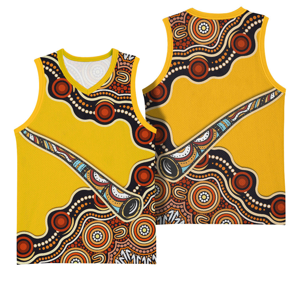 Didgeridoo Basketball Jersey Aboriginal Dot Painting Indigenous Traditional Instrument