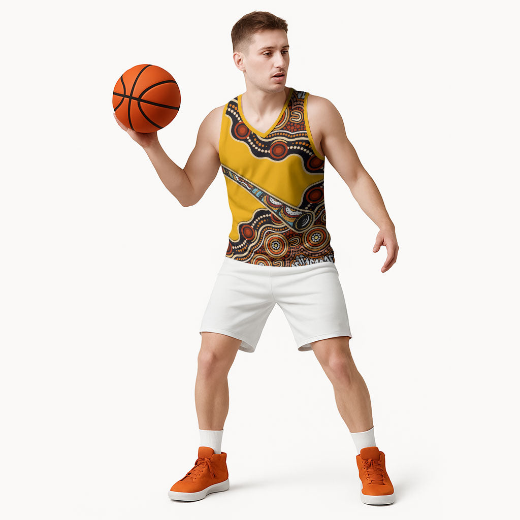 Didgeridoo Basketball Jersey Aboriginal Dot Painting Indigenous Traditional Instrument