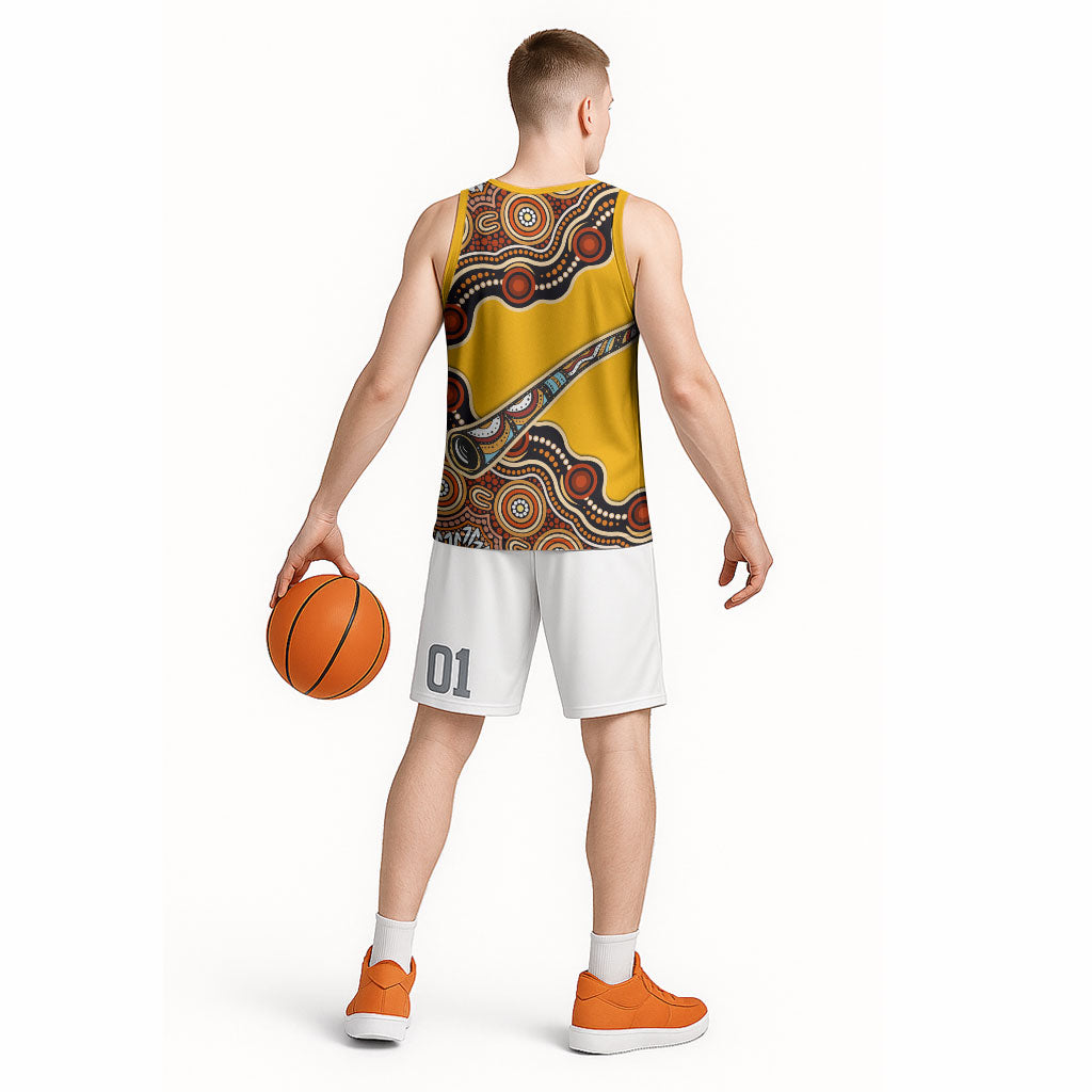 Didgeridoo Basketball Jersey Aboriginal Dot Painting Indigenous Traditional Instrument