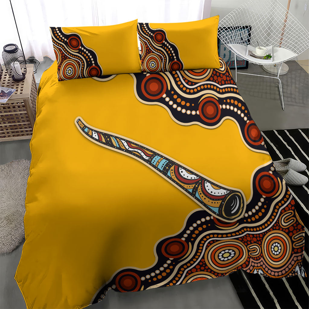 Didgeridoo Bedding Set Aboriginal Dot Painting Indigenous Traditional Instrument