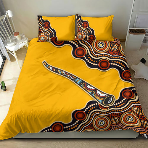 Didgeridoo Bedding Set Aboriginal Dot Painting Indigenous Traditional Instrument