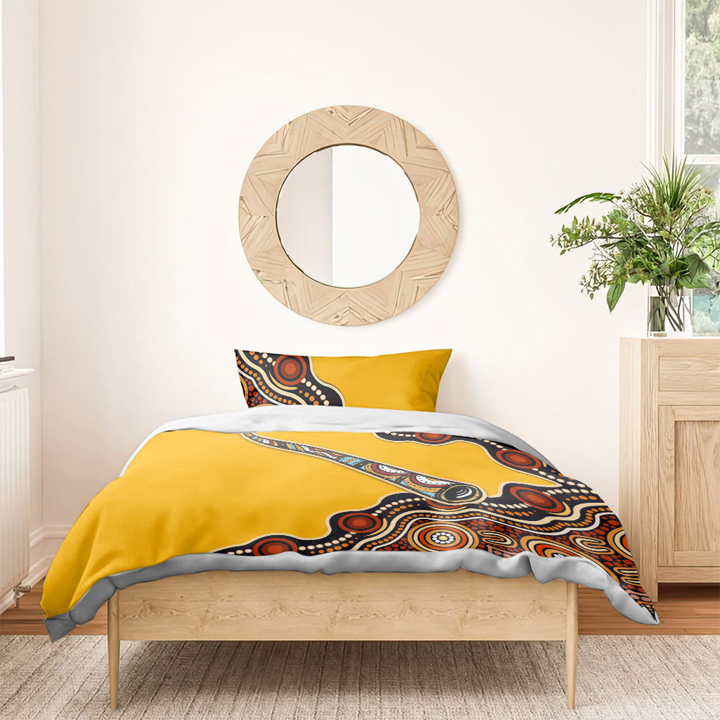 Didgeridoo Bedding Set Aboriginal Dot Painting Indigenous Traditional Instrument