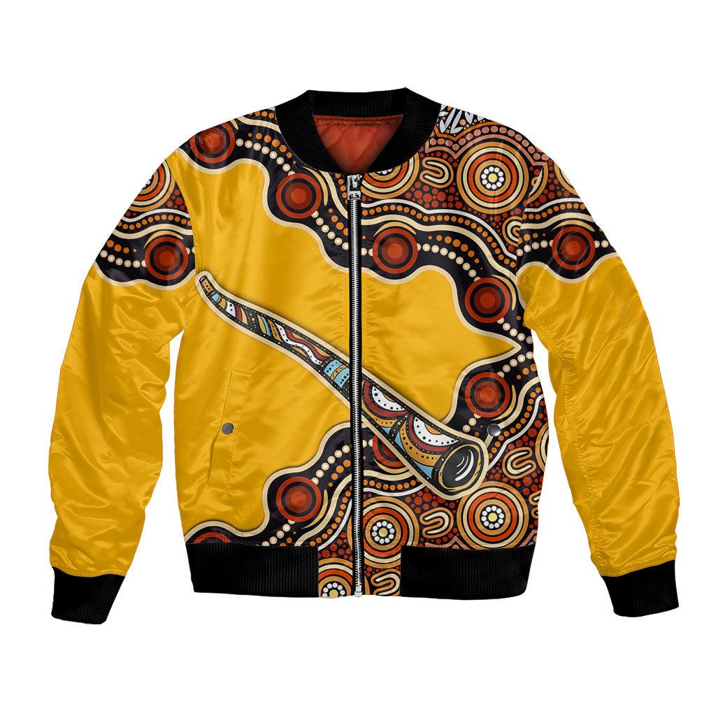 Didgeridoo Bomber Jacket Aboriginal Dot Painting Indigenous Traditional Instrument