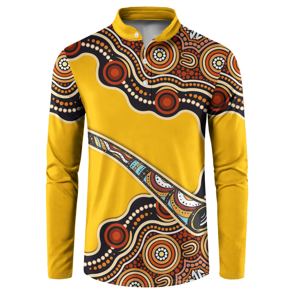 Didgeridoo Button Sweatshirt Aboriginal Dot Painting Indigenous Traditional Instrument