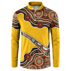 Didgeridoo Button Sweatshirt Aboriginal Dot Painting Indigenous Traditional Instrument